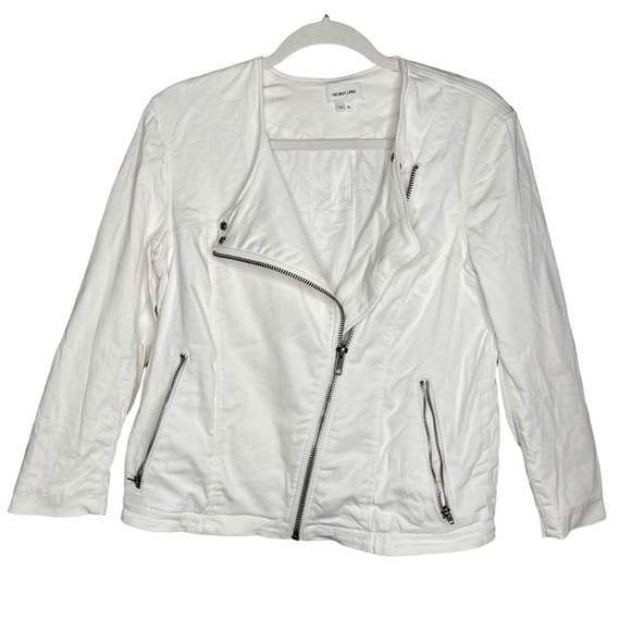 Helmut Lang Moto asymmetrical zip up jacket women’s size medium white - Picture 1 of 7